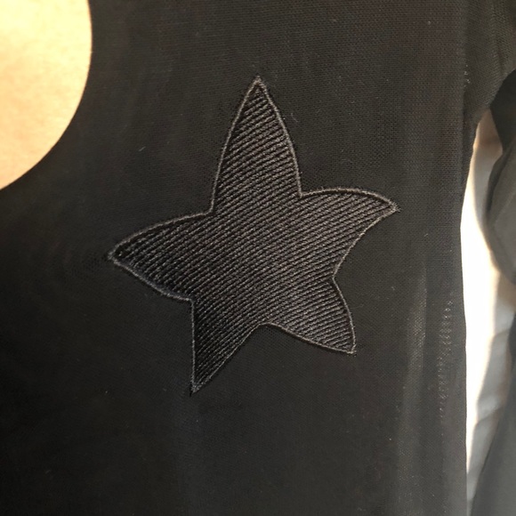 Honey Punch Sheer Black Star Mesh Long Sleeve Top - Picture 9 of 13